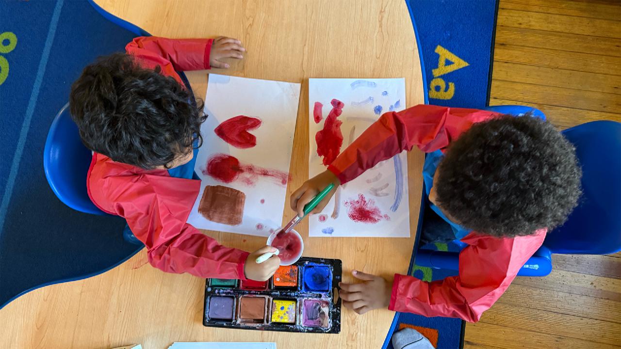 Preschool children engaged in hands-on learning activities